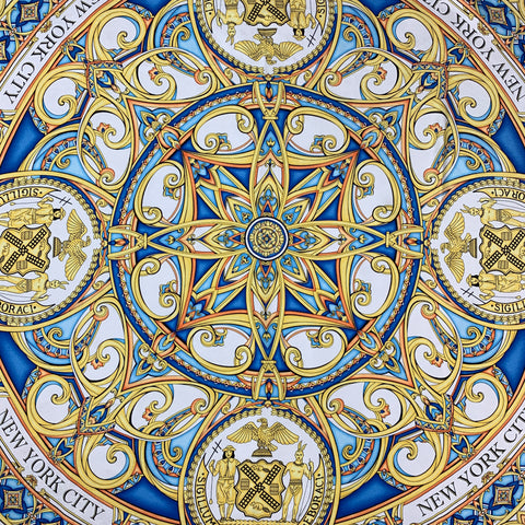 MARISOL DELUNA Procelain Blue & Gold Silk Twill Scarf