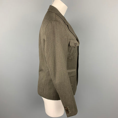 PAUL SMITH COLLECTION M Short Olive Wool Notch Lapel Military Sport Coat Jacket