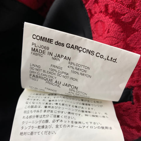 COMME des GARCONS HOMME PLUS Size XL Red Jacquard Cotton Blend Notch Lapel Jacket
