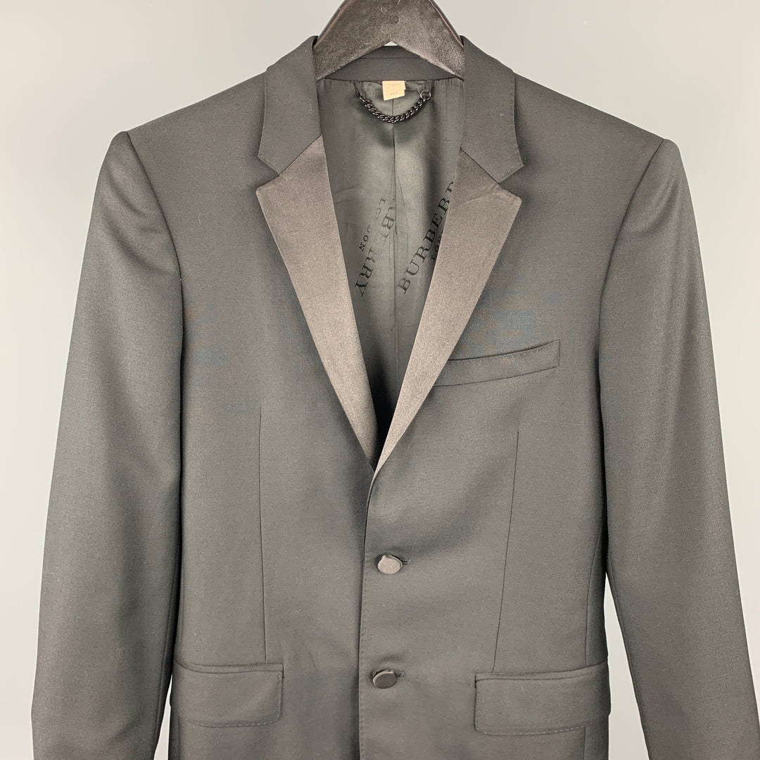 BURBERRY LONDON Size 34 Regular Black Wool / Mohair Tuxedo Suit
