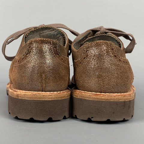 BRUNELLO CUCINELLI Size 8.5 Brown Perforated Suede Shoes
