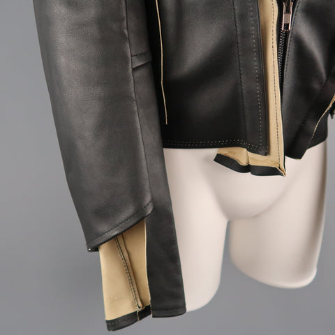 MAISON MARTIN MARGIELA X H&M Size 2 Black & Beige Deconstructed Biker Jacket