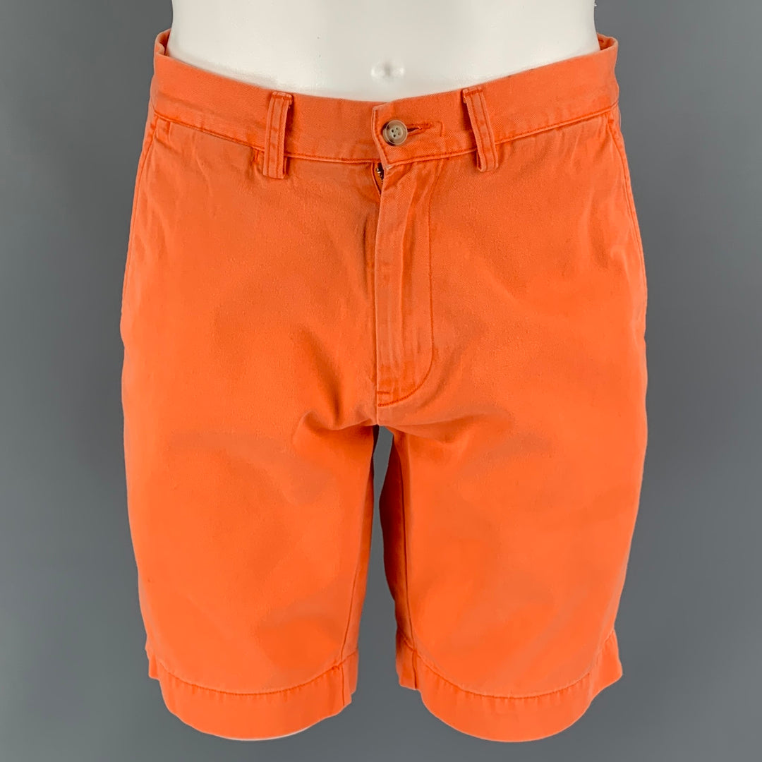 POLO by RALPH LAUREN Size 30 Orange Wash Cotton Zip Fly Shorts