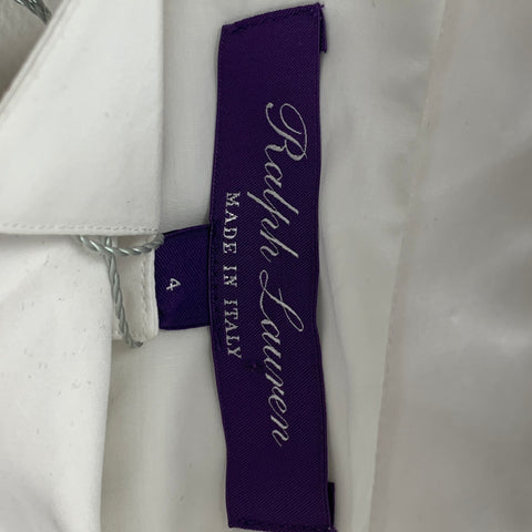 RALPH LAUREN Collection Size 4 White Cotton Tuxedo Shirt