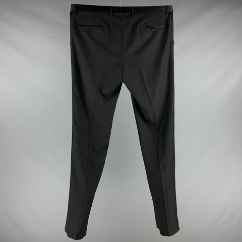 DOLCE &amp; GABBANA Taille 40 Pantalon de costume de smoking en laine mélangée noire