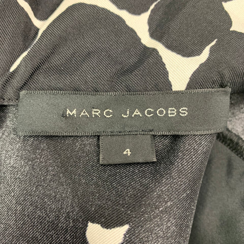 MARC JACOBS Taille 4 Robe droite en soie imprimée noire et blanche