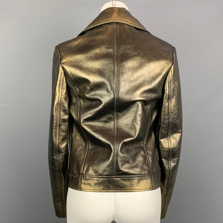 MAISON MARTIN MARGIELA Size 4 Olive & Gold Leather Jacket