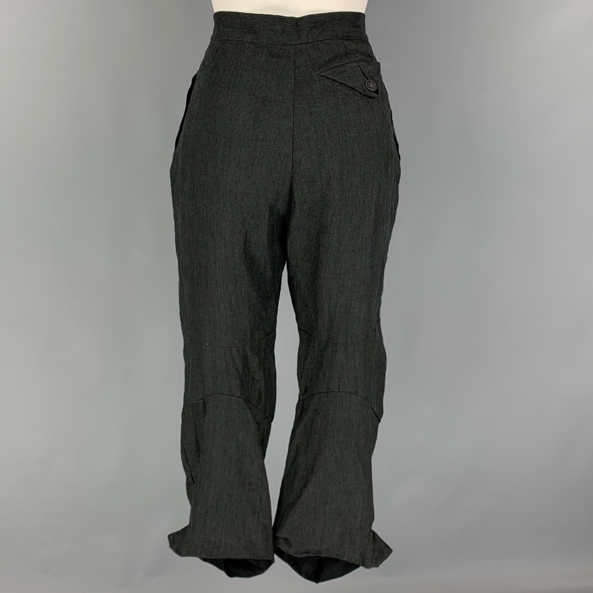 PAUL HARNDEN Size S Gray Linen High Waisted Dress Pants – Sui