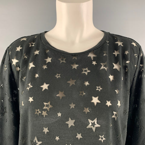 SCOTCH AND SODA Size M Black Viscose Polyester Stars T-Shirt