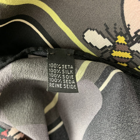 TRANSISTOR Black Floral Silk Oversized Scarf