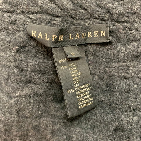RALPH LAUREN Black Label Size M Grey Knitted Wool / Cashmere Shawl Collar Circle Cardigan