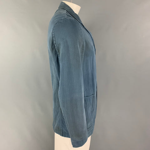 COMME des GARCONS HOMME PLUS Size M Blue Distressed Cotton Jacket