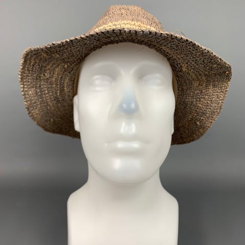 HATATTACK Chapeau Fedora en Raphia Tissé Taupe