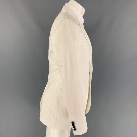 LANVIN Size 38 White Cotton Notch Lapel Sport Coat