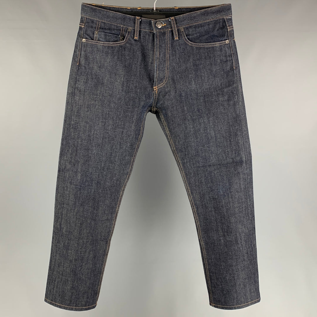 3SIXTEEN Size 34 Indigo Contrast Stitch Selvedge Denim Button Fly Jeans