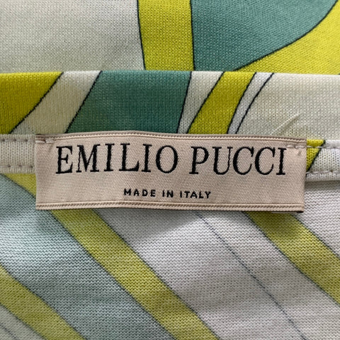EMILIO PUCCI Size S Cream Green Cotton Abstract Sleeveless Casual Top