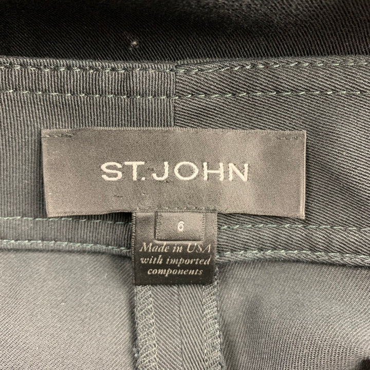 ST. JOHN Size 6 Black Cotton Blend Skinny Dress Pants