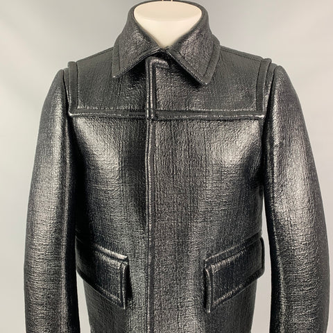 BURBERRY PRORSUM Otoño 2013 Talla 38 Chaqueta negra con broches ocultos texturizados