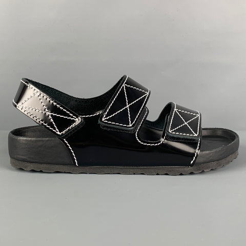 PROENZA SCHOULER x BIRKENSTOCK Size 9 Black White Contrast Stitch Leather Belted Sandals