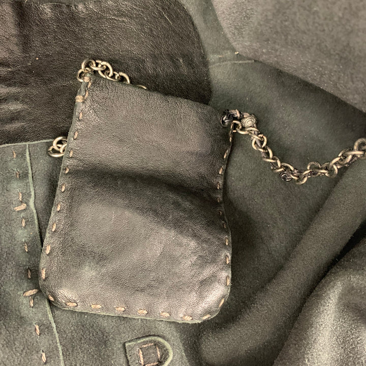 HENRY BEGUELIN Black Distressed Leather Top Handle Bag