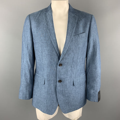 BANANA REPUBLIC Size 42 Blue Linen Notch Lapel Sport Coat