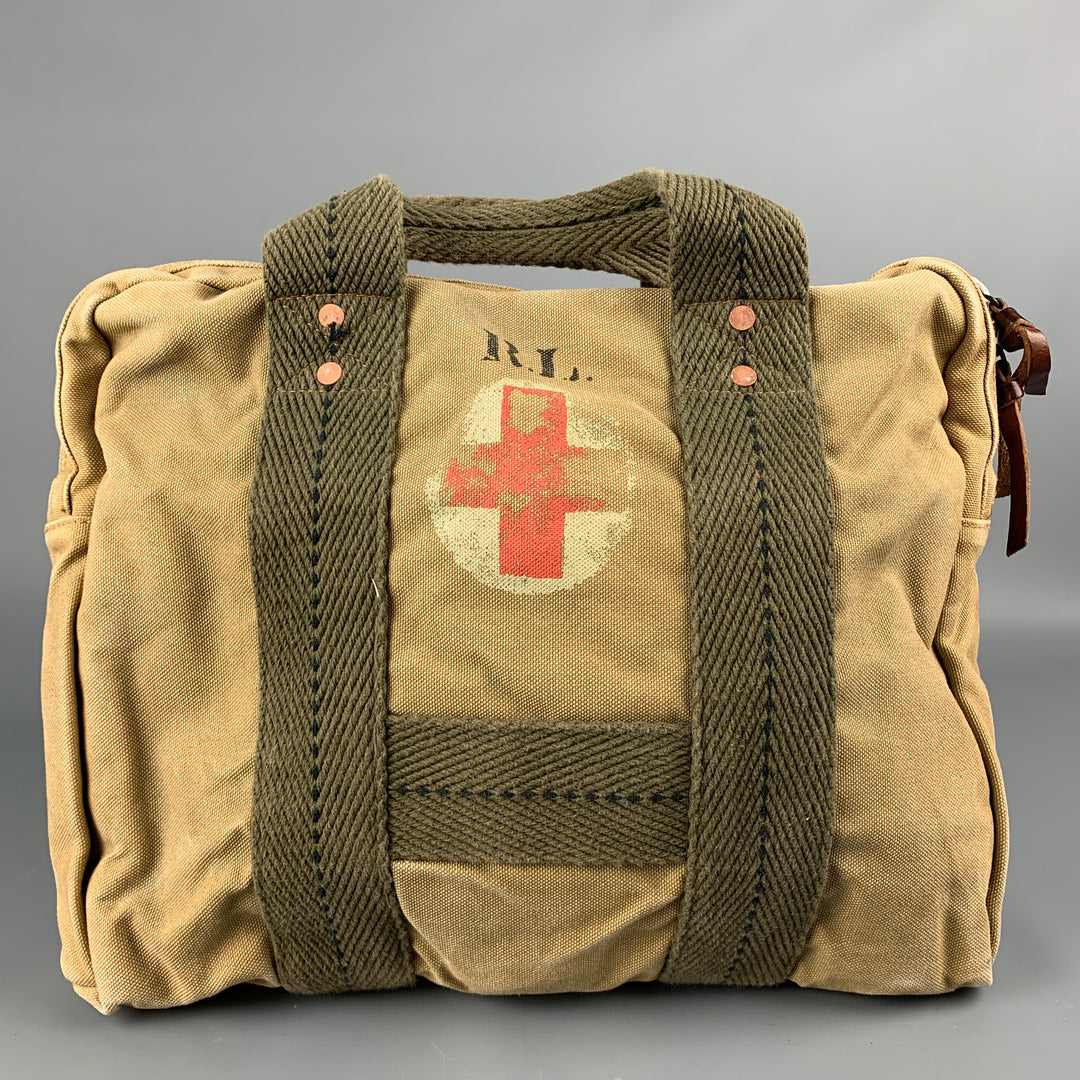 POLO by RALPH LAUREN Limited Edition Utility Equipment Khaki & Olive Red Cross Canvas Cross Body Bag