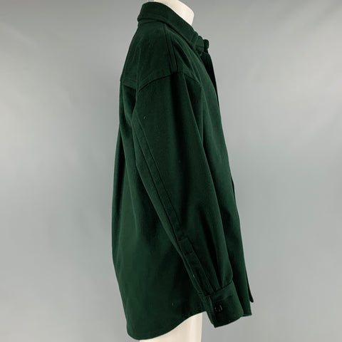 HUSSEIN CHALAYAN Taille S Chemise à manches longues en laine mélangée verte avec poche plaquée