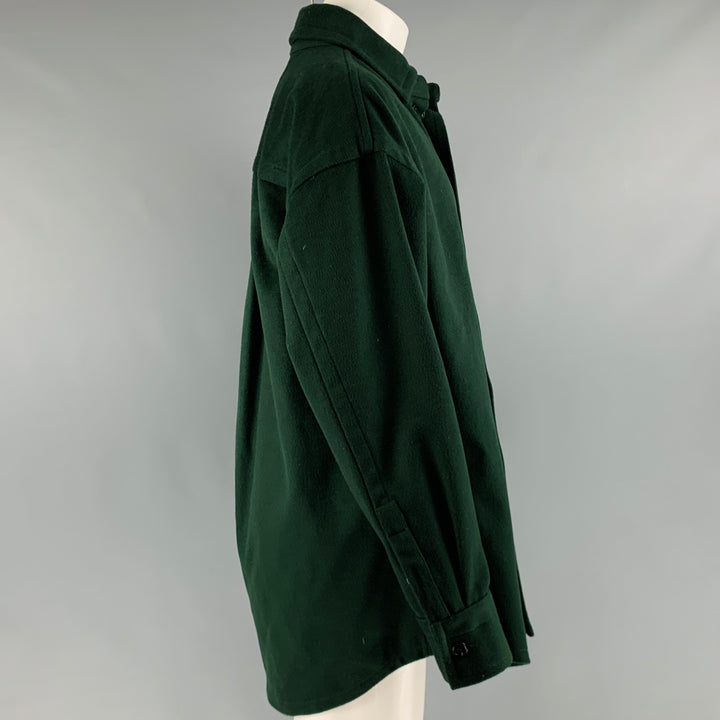 HUSSEIN CHALAYAN Taille S Chemise à manches longues en laine mélangée verte avec poche plaquée