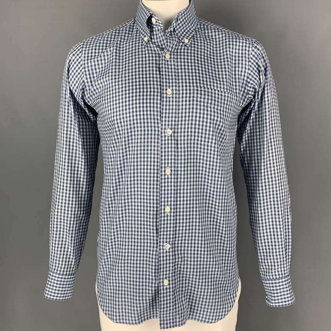 HAMILTON Size L Blue & Light Blue Gingham Long Sleeve Shirt