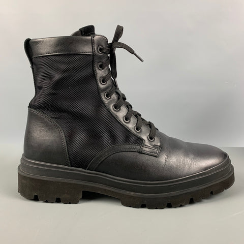 VINCE -Raider- Talla 9 Botas con cremallera de cuero de tejidos mixtos negros