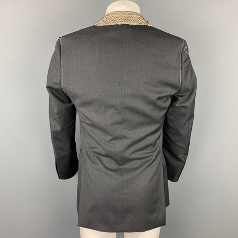 R13 Size M Charcoal Pinstripe Wool Shawl Collar Sport Coat
