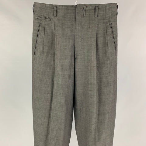 Vintage MATSUDA Size L Gray Linen Cotton Pleated Dress Pants