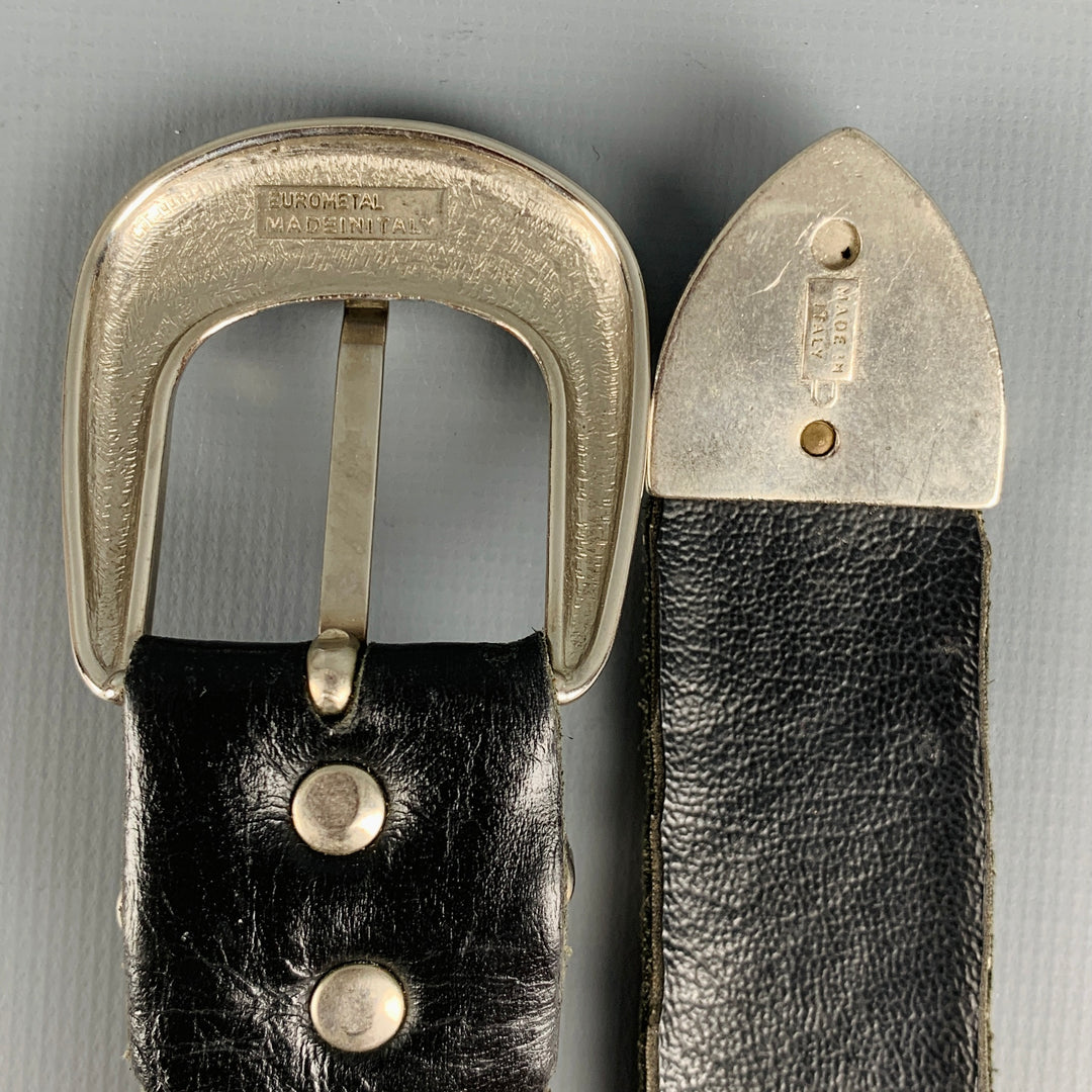 Kippys Black Studded Leather Belt with Silver Tone Hardware KIPPYS Size 30 Black Silver Studded Leather Rhinestones Belt  main image 3