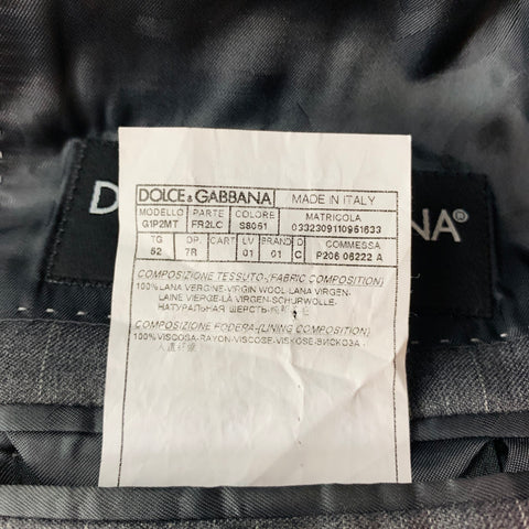 DOLCE & GABBANA Size 42 Grey White Pinstripe Virgin Wool Sport Coat