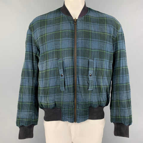R13 Size M Orange Black Plaid Cotton Reversible Jacket