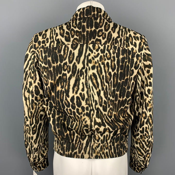 DRIES VAN NOTEN S/S 20 Size 36 Tan & Black Animal Print Wool Zip Up Jacket