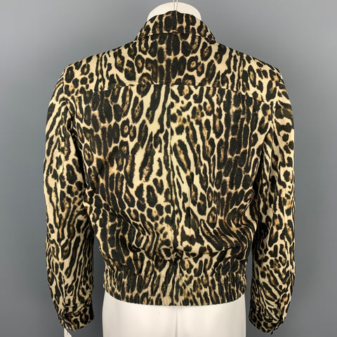 DRIES VAN NOTEN S/S 20 Size 40 Tan & Black Leopard  Print Wool Jacket