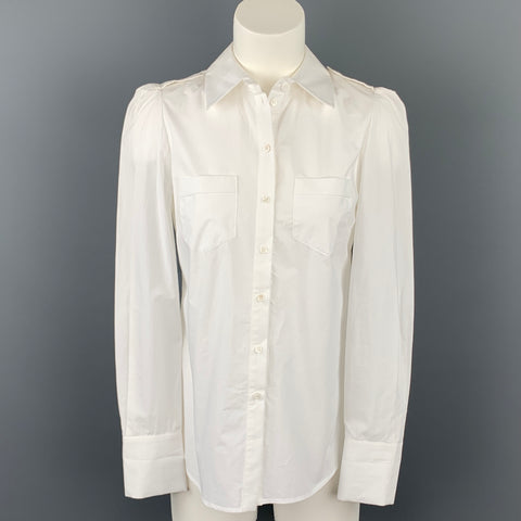 TARA JARMON Blouse en popeline de coton blanche boutonnée dos ouvert