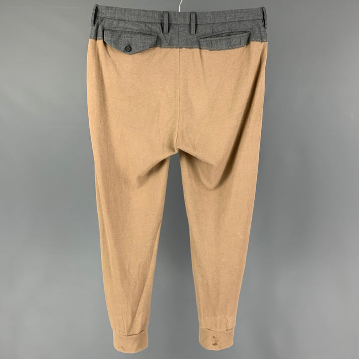 KOLOR Size L Camel Grey Color Block Cotton Wool Joggers Pants