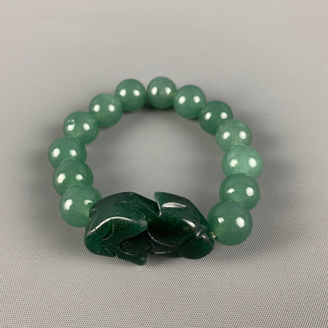 Bracelet scarabée en verre vert VINTAGE