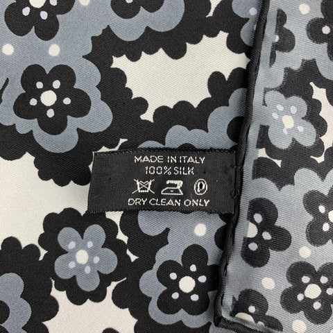 TOM FORD Black & Grey Print Silk Pocket Square