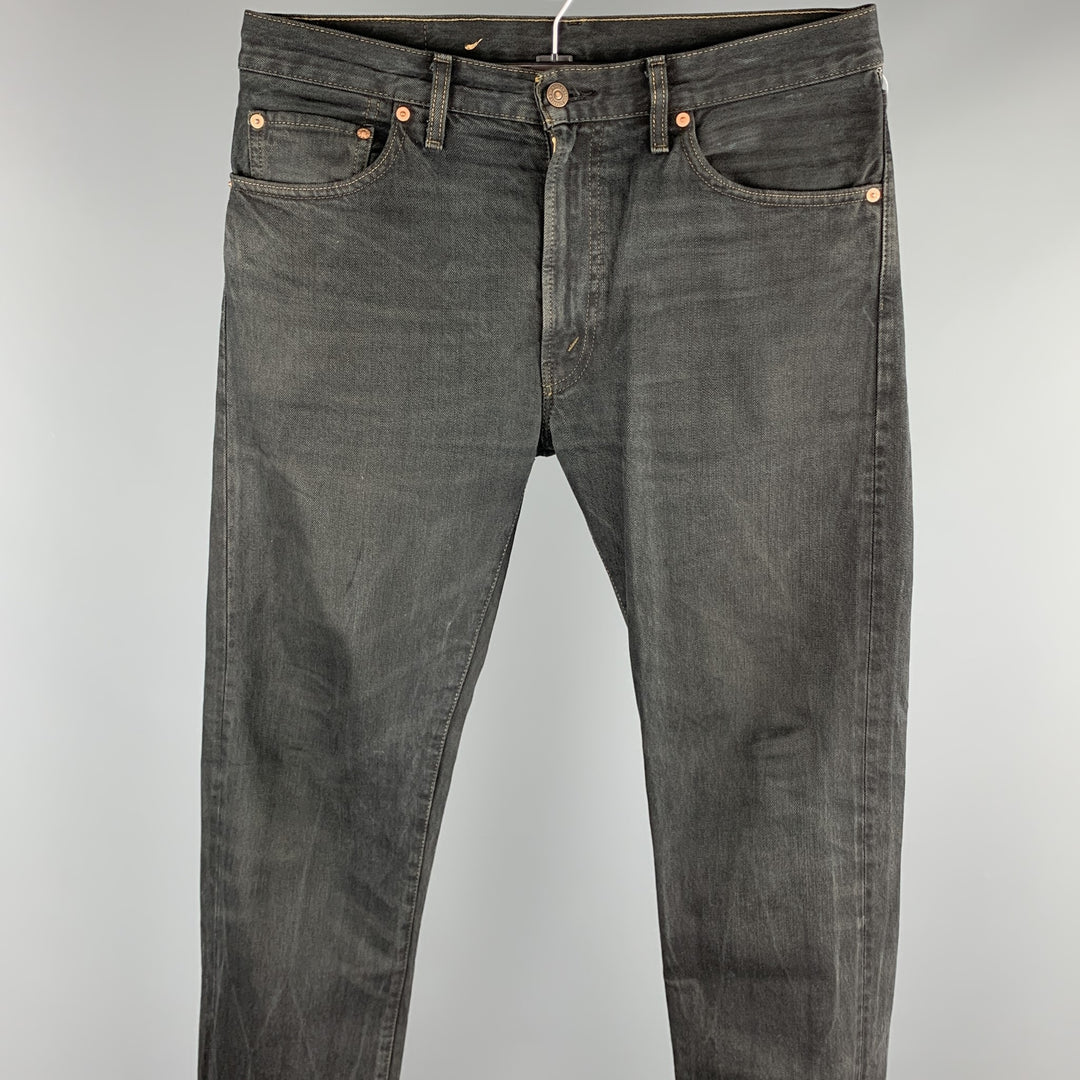 LEVI'S VINTAGE CLOTHING Size 33 Black Contrast Stitch Denim Zip Fly Jeans