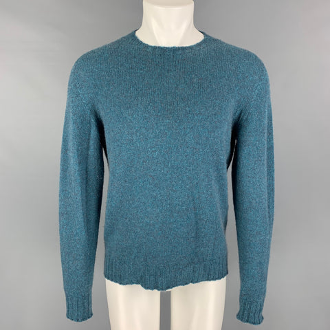 ETRO Taille S Bleu Gris Pull Col Rond En Cachemire Tricoté