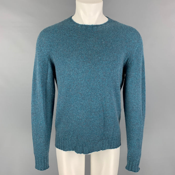 ETRO Size S Blue Grey Knitted Cashmere Crew-Neck Sweater