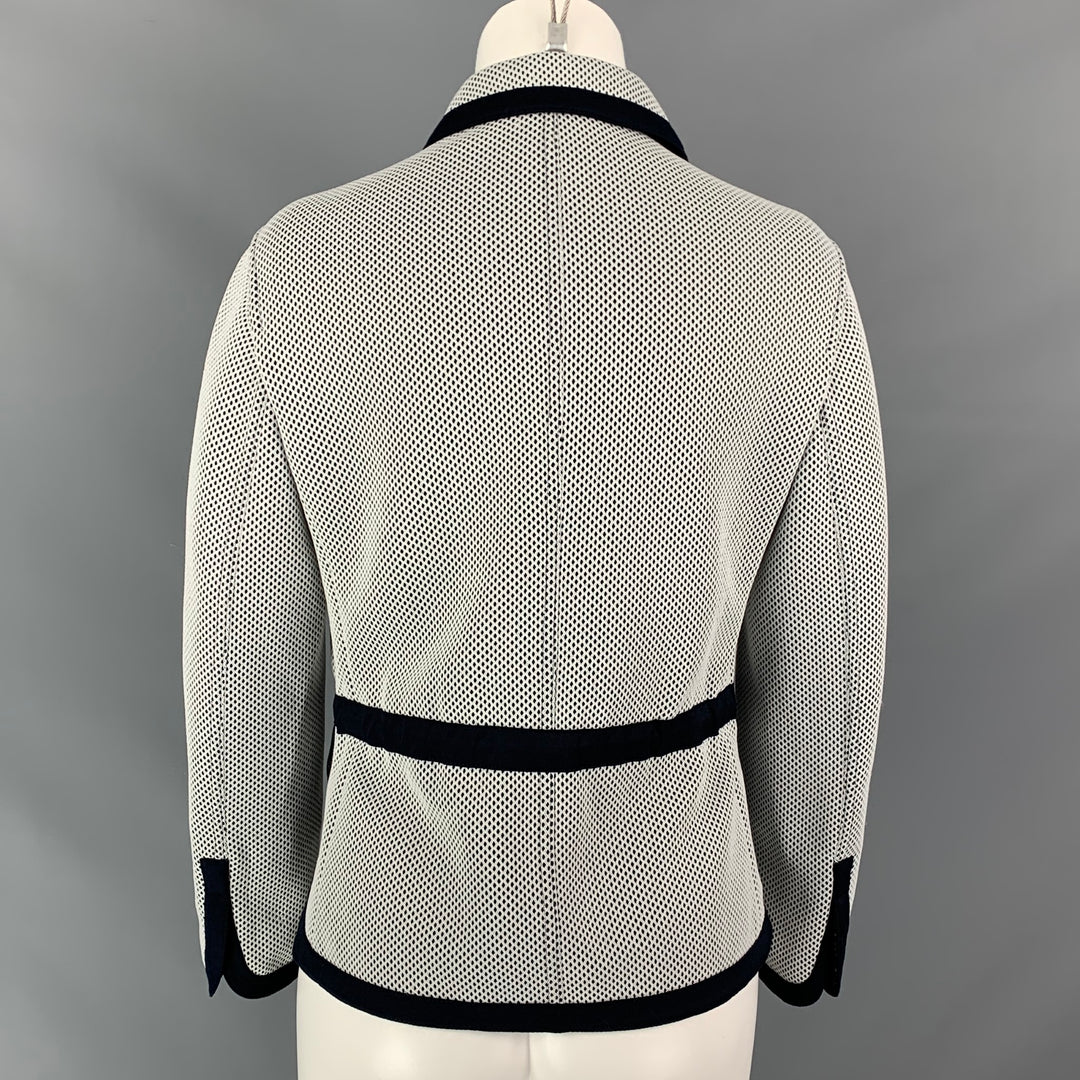 AKRIS Size 6 White & Navy Mesh Polyester/ Nylon Jacket