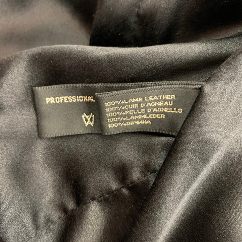 RALPH LAUREN Black Label Taille 6 Veste boutonnée à manches courtes en cuir noir