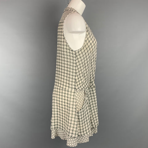 PROENZA SCHOULER Taille 6 Robe en soie abstraite en soie blanche et verte