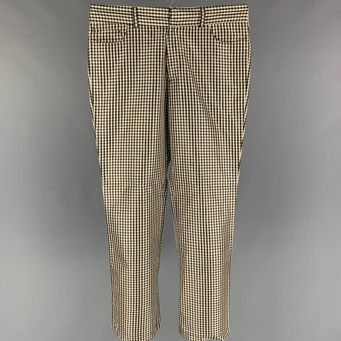 JEAN PAUL GAULTIER Size 32 Black White Gingham Silk Flat Front Casual Pants