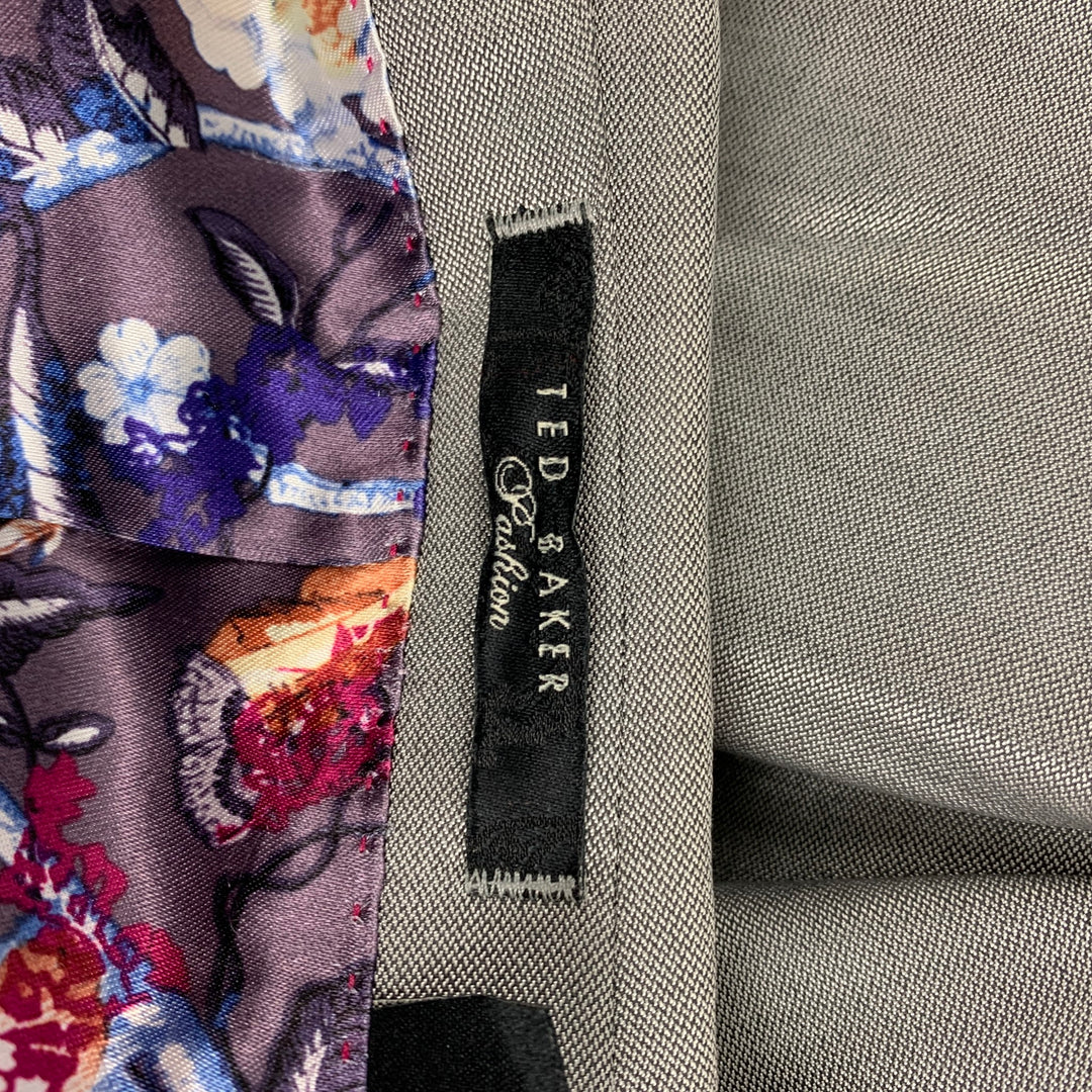 TED BAKER Size 36 Grey Wool Silk Notch Lapel 3 Piece Suit