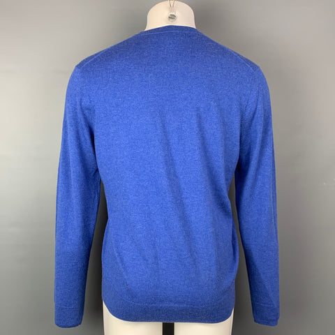 NEIMAN MARCUS Talla M Jersey de punto de cachemir / seda con cuello en V azul
